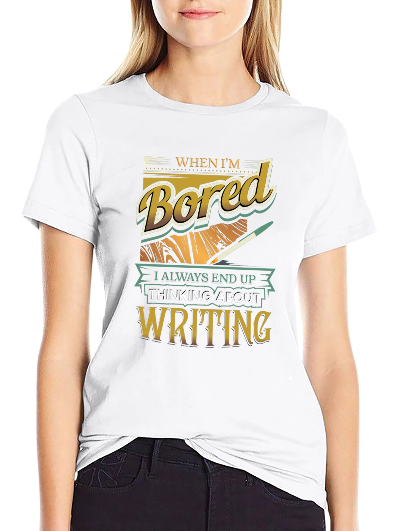 Bored Writer Graphic T-Shirt