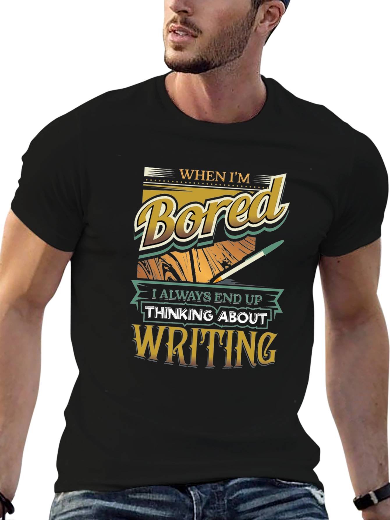 Bored Writer Graphic T-Shirt