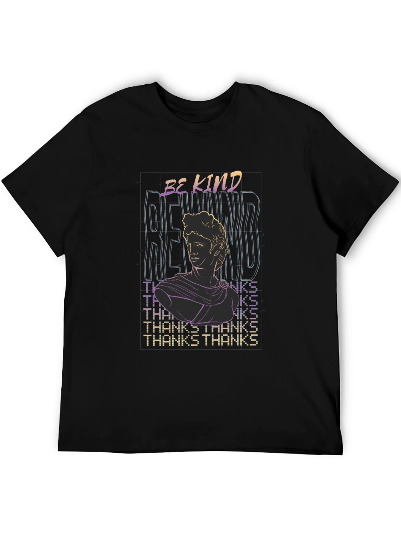 Be Kind Statue Graphic Tee - Black Cotton T-Shirt