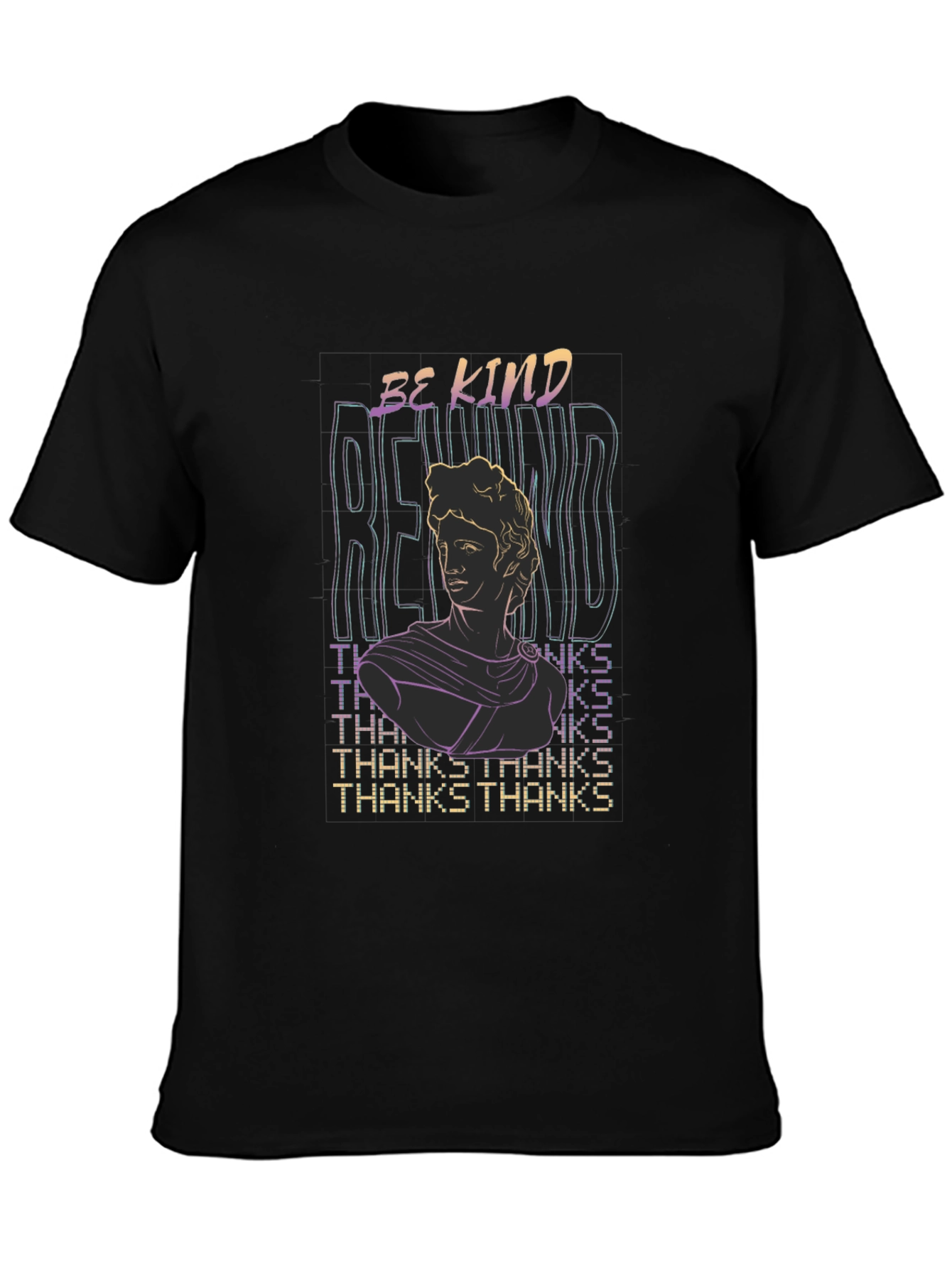 Be Kind Statue Graphic Tee - Black Cotton T-Shirt