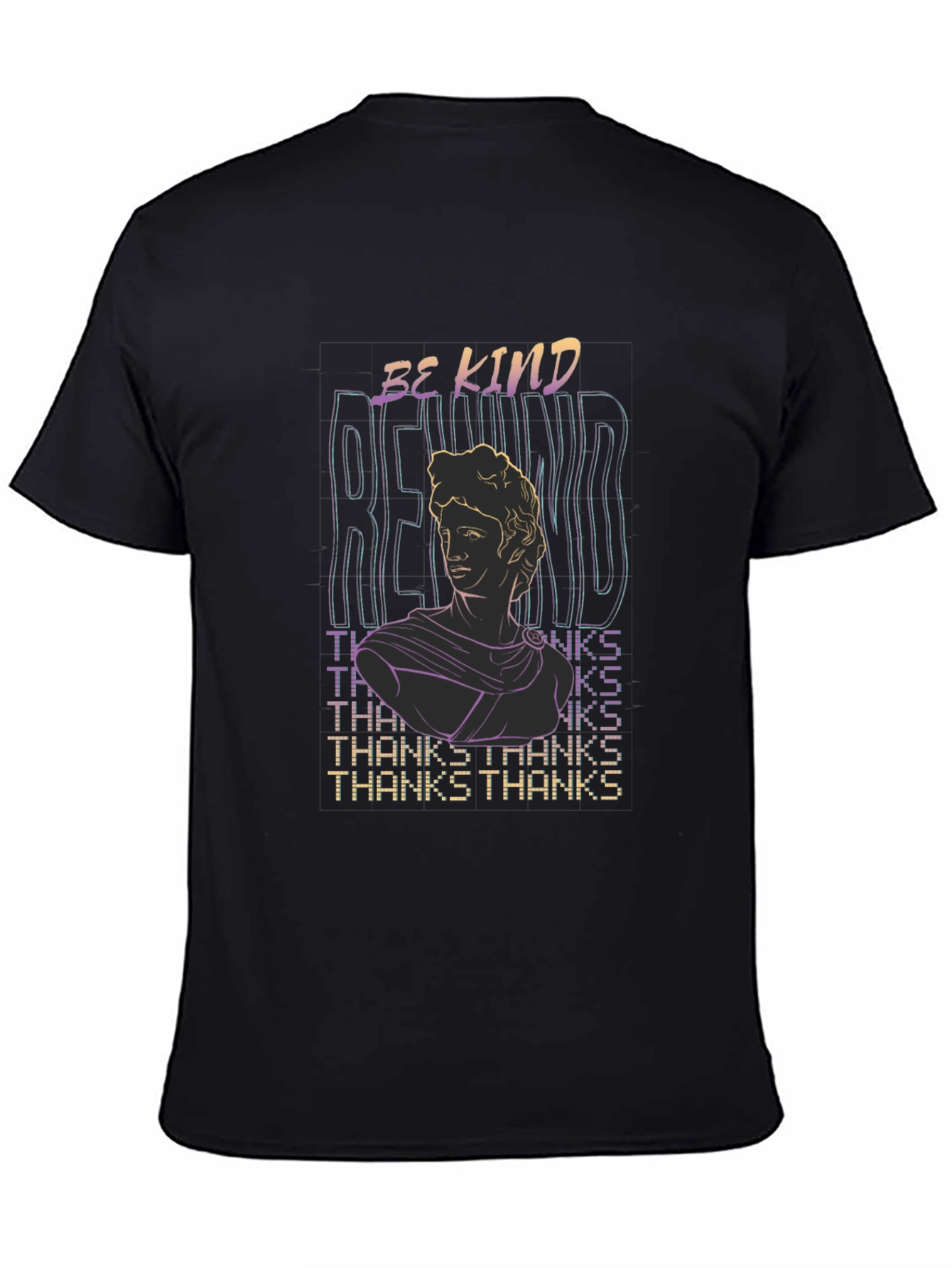 Be Kind Statue Graphic Tee - Black Cotton T-Shirt