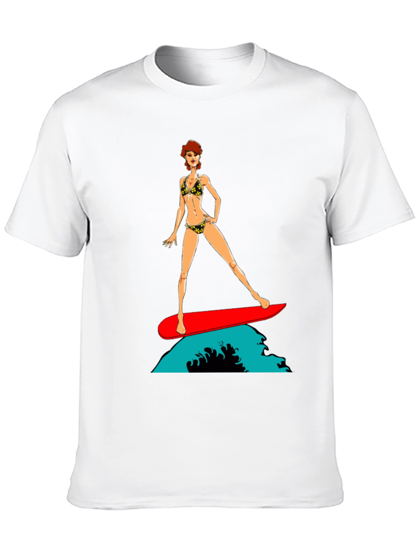 Surfer Girl Graphic T-Shirt - Black