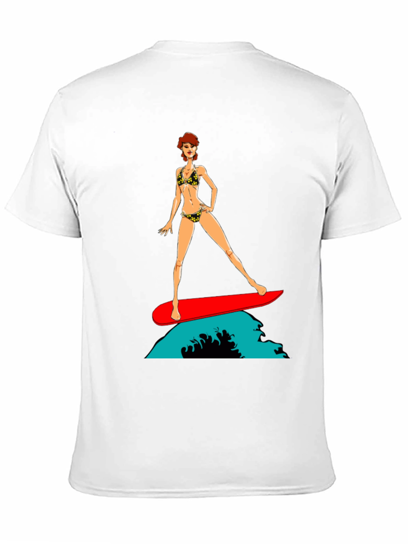 Surfer Girl Graphic T-Shirt - Black