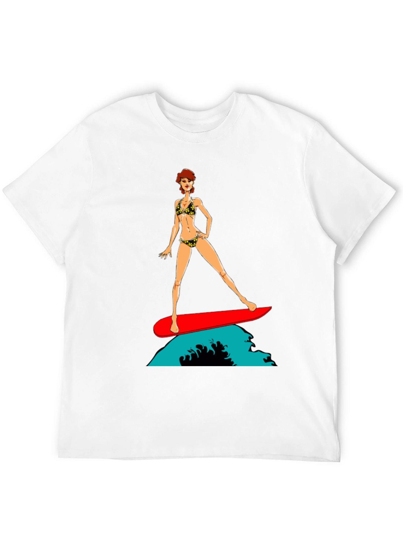 Surfer Girl Graphic T-Shirt - Black