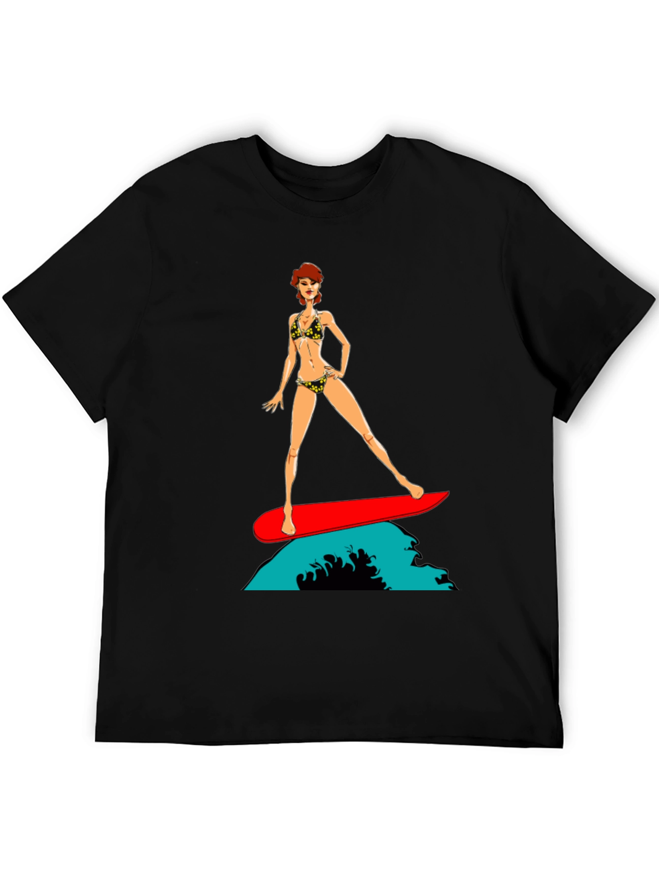 Surfer Girl Graphic T-Shirt - Black