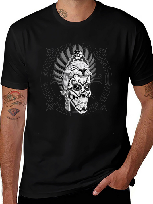 Aztec Skull Graphic Print T-Shirt