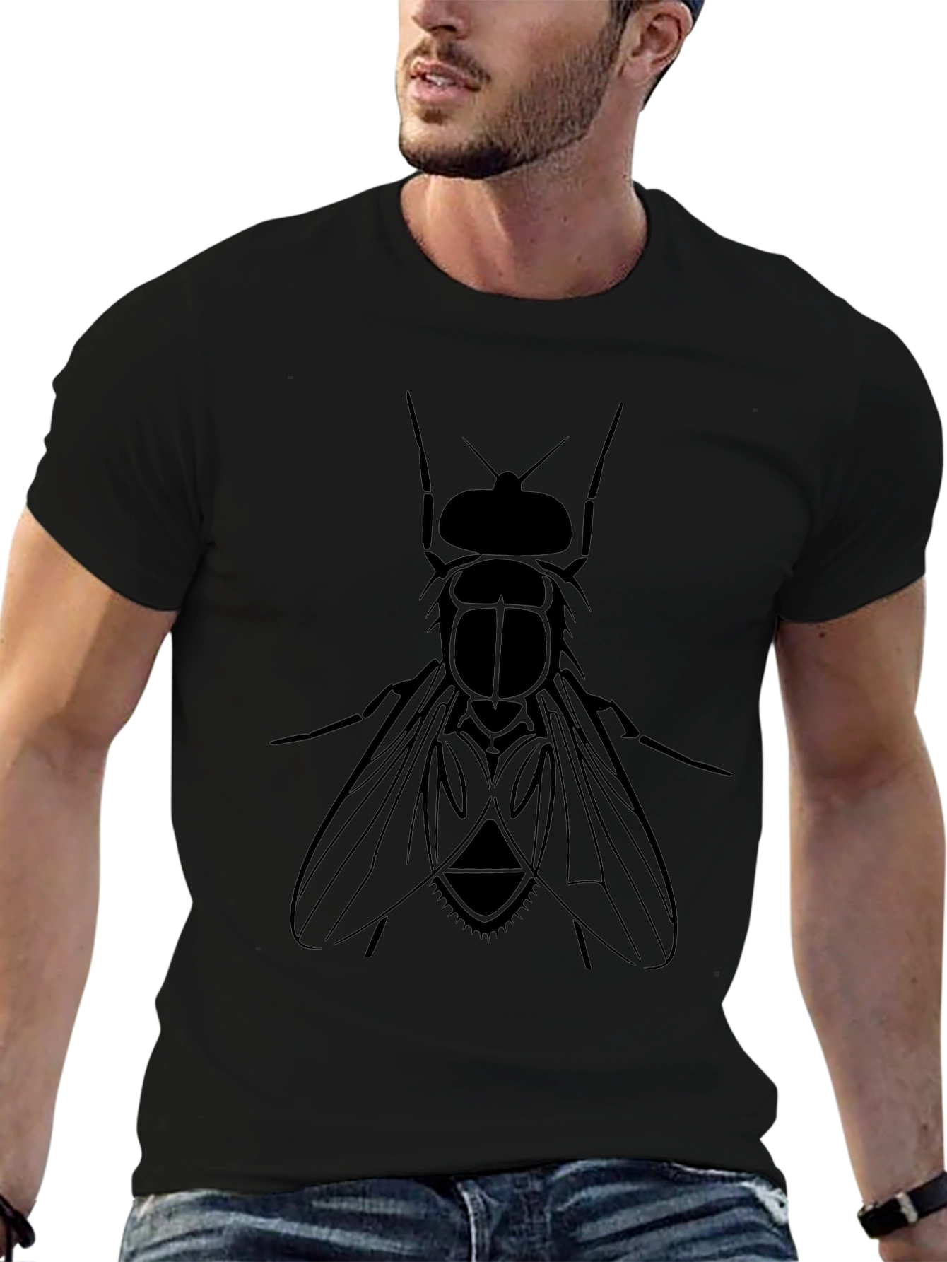 Black Fly Graphic Tee - Unique Insect Design