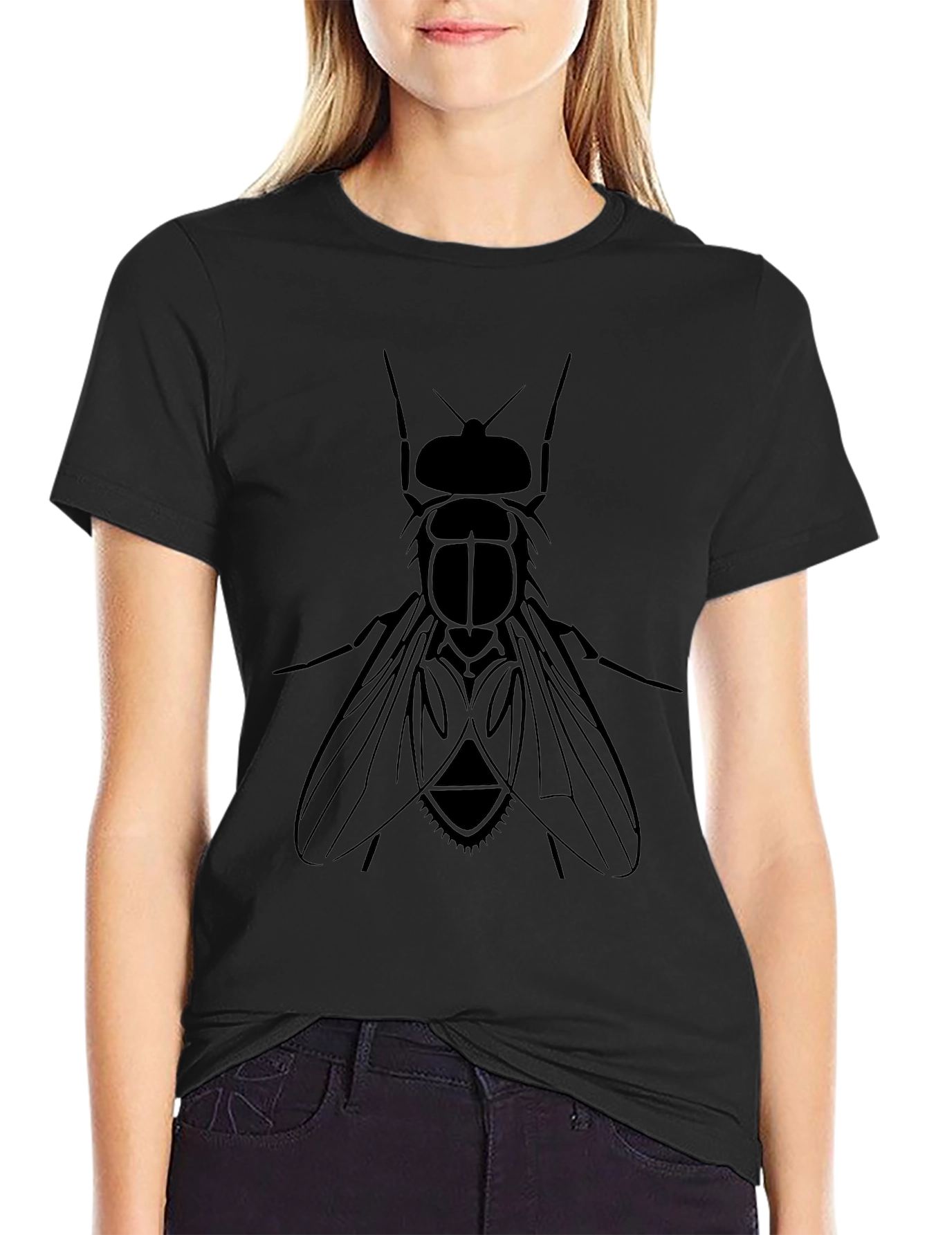 Black Fly Graphic Tee - Unique Insect Design