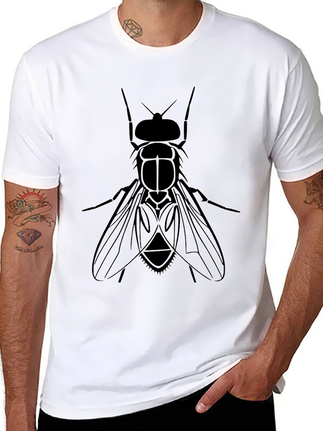 Black Fly Graphic Tee - Unique Insect Design