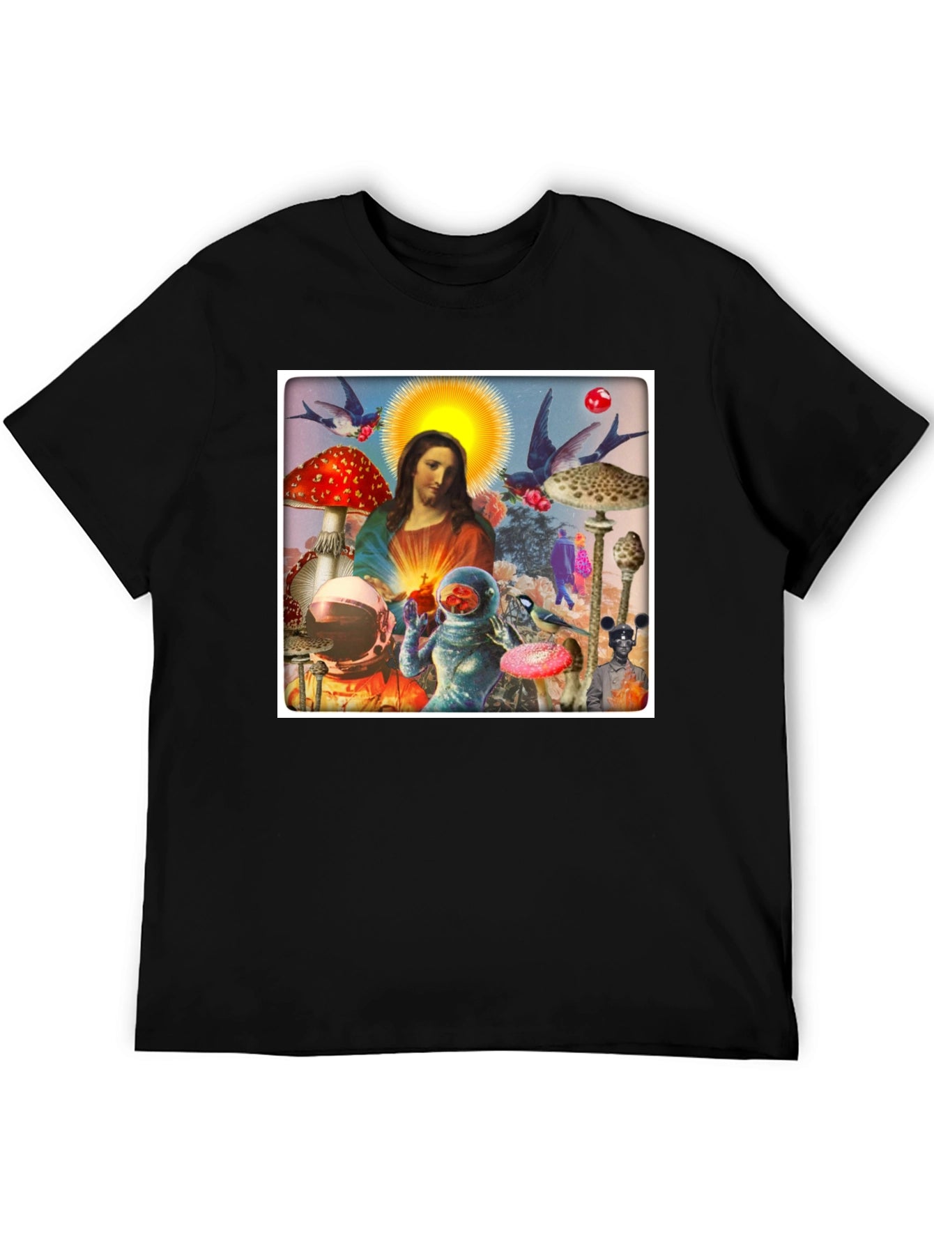 Surreal Jesus Astronaut Mushroom T-Shirt