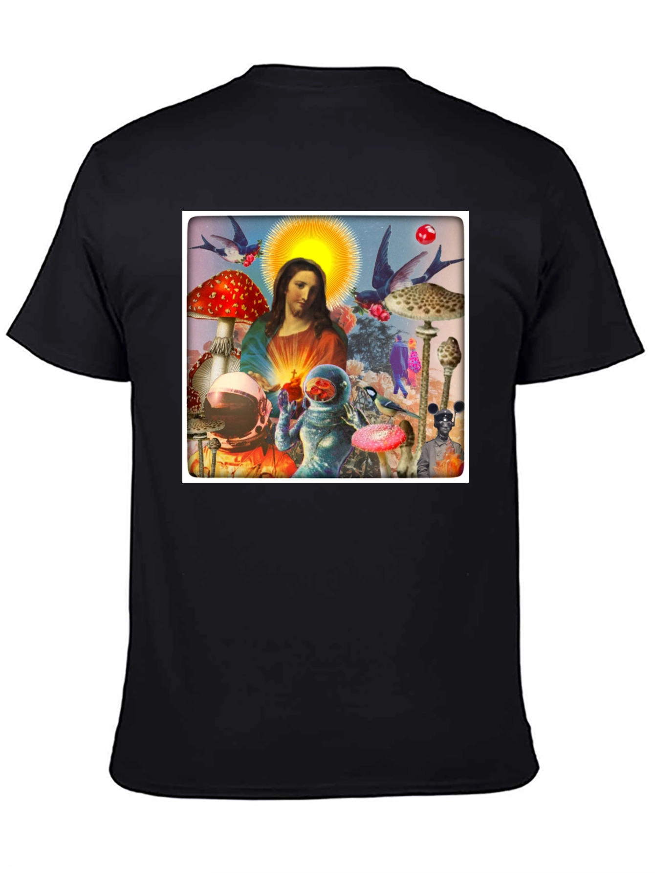 Surreal Jesus Astronaut Mushroom T-Shirt