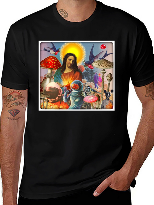 Surreal Jesus Astronaut Mushroom T-Shirt