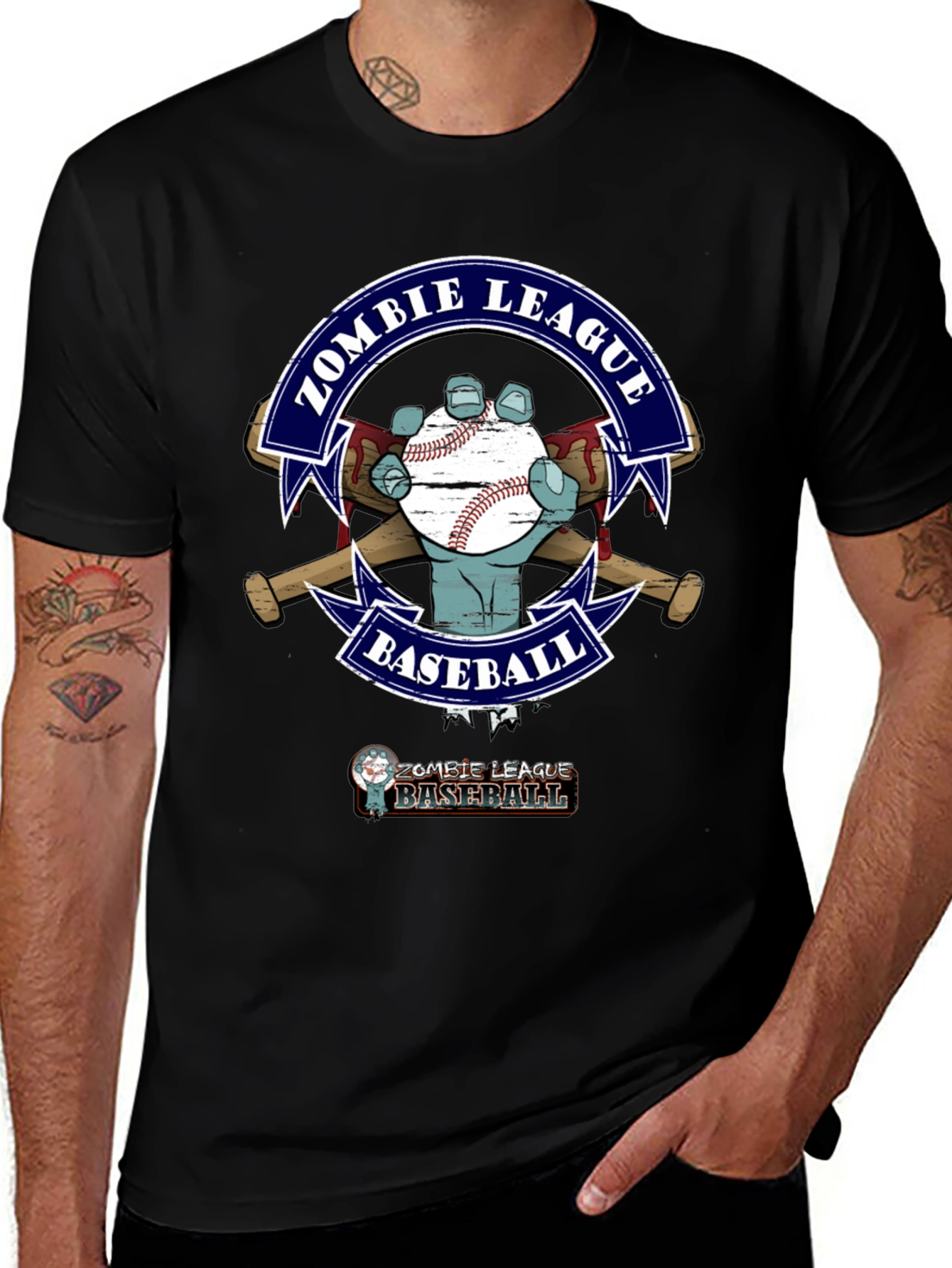 Zombie League Baseball T-Shirt - Unique Design