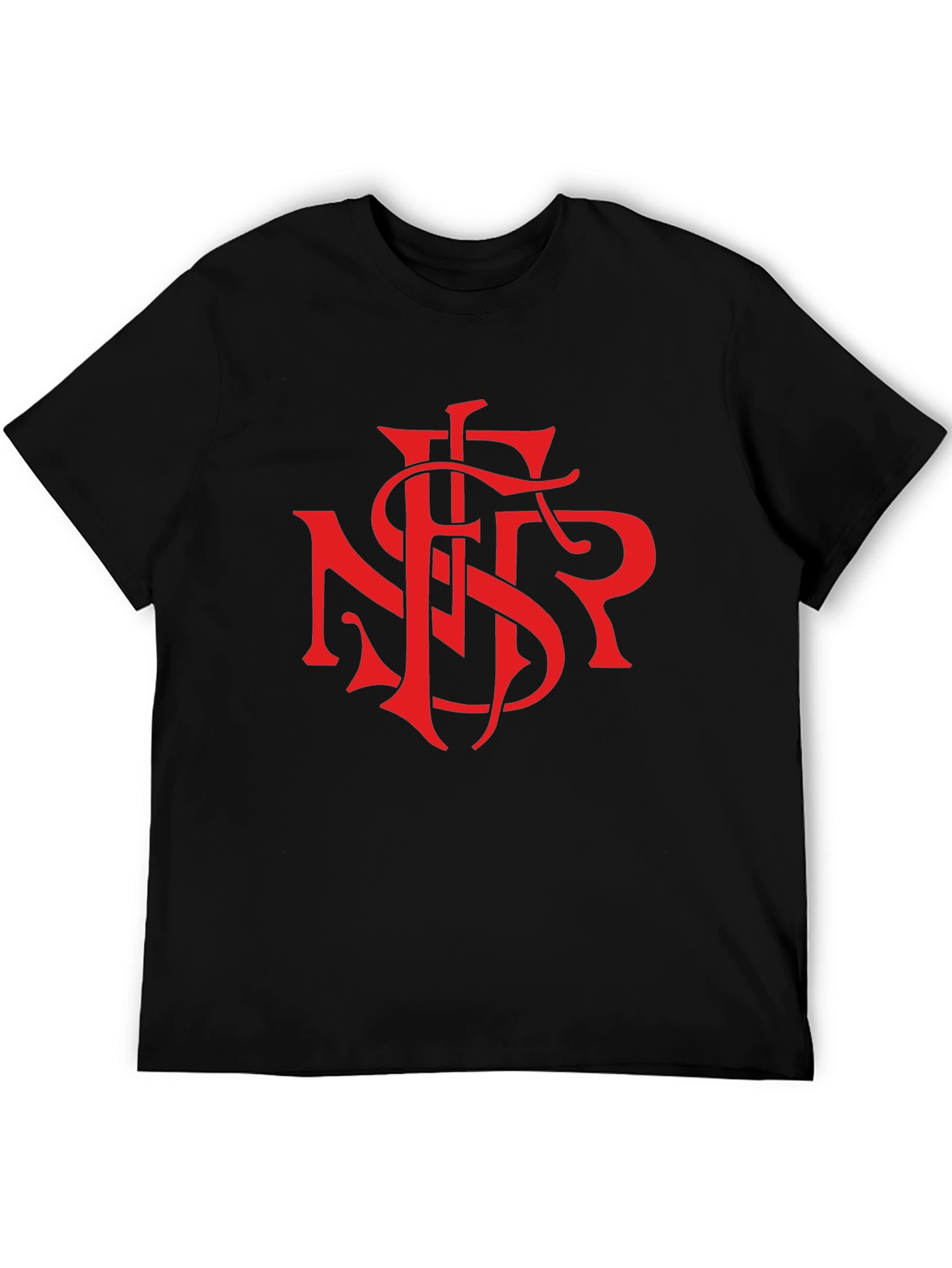 Black T-Shirt with Bold Red Graphic Print