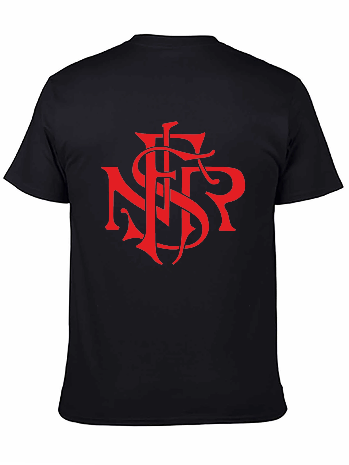 Black T-Shirt with Bold Red Graphic Print