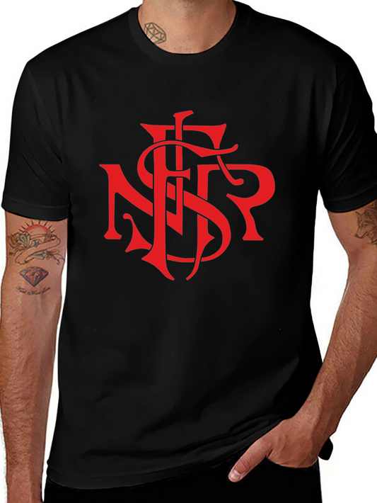 Black T-Shirt with Bold Red Graphic Print