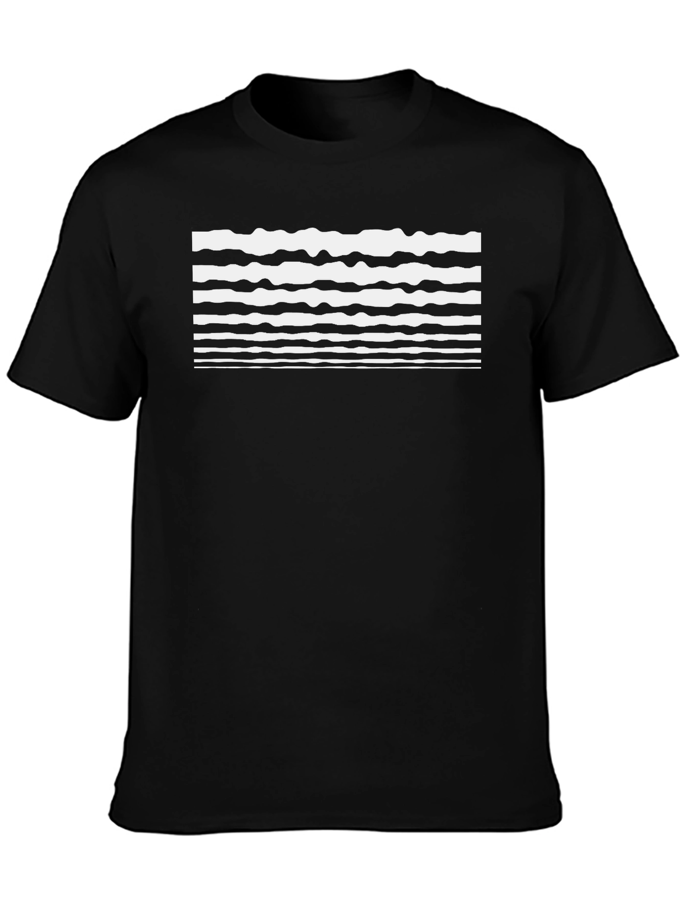 Abstract Wave Pattern Black T-Shirt
