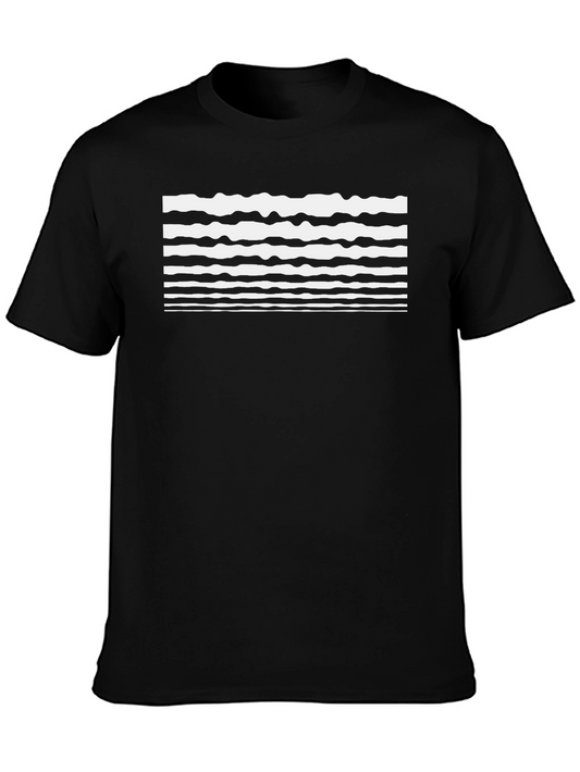 Abstract Wave Pattern Black T-Shirt