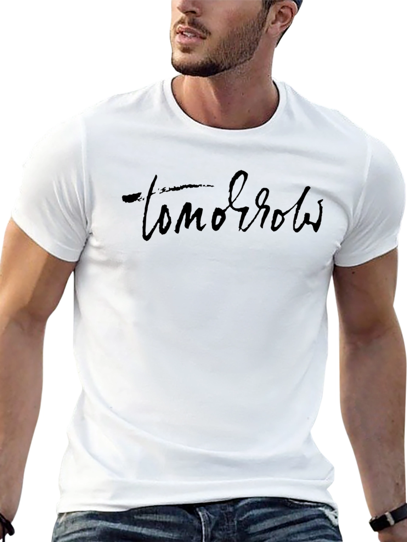 Tomorrow Black Cotton T-Shirt for Men