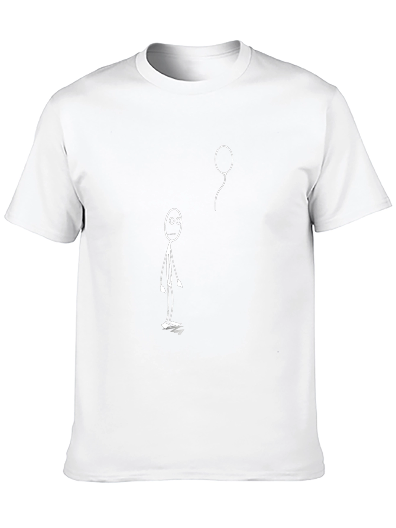 Black T-Shirt with Stick Figure & Balloon Design