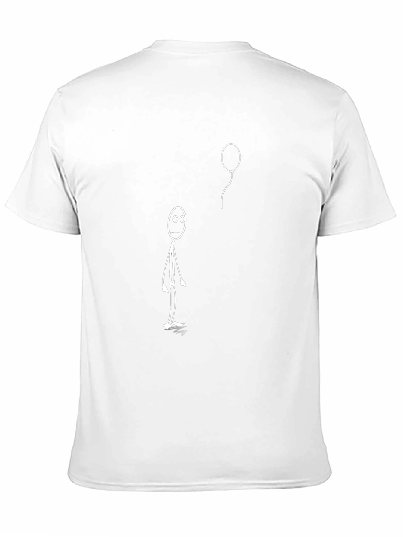 Black T-Shirt with Stick Figure & Balloon Design