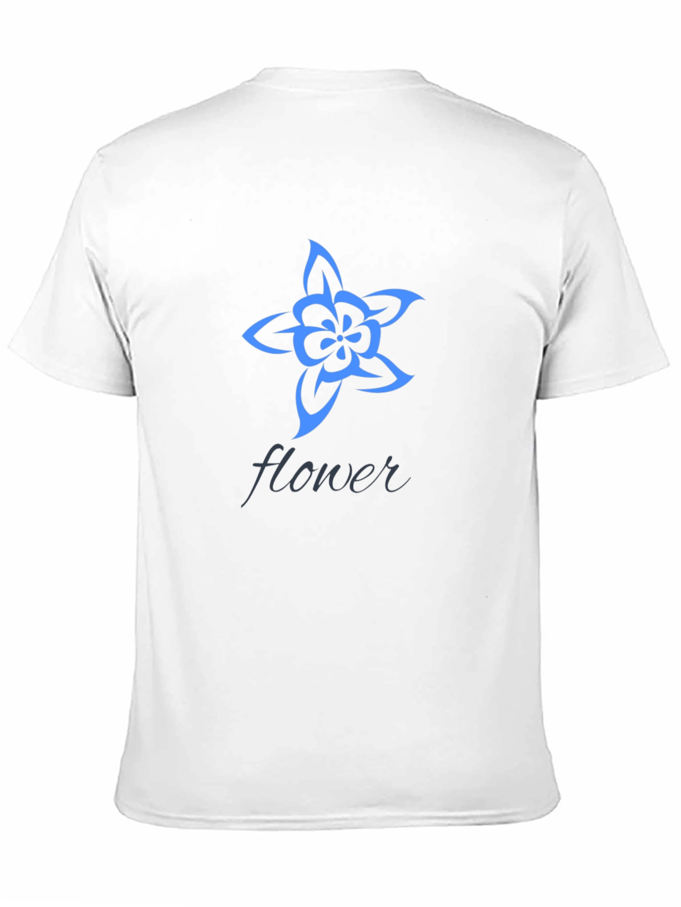 Stylish Black T-Shirt with Blue Flower Design