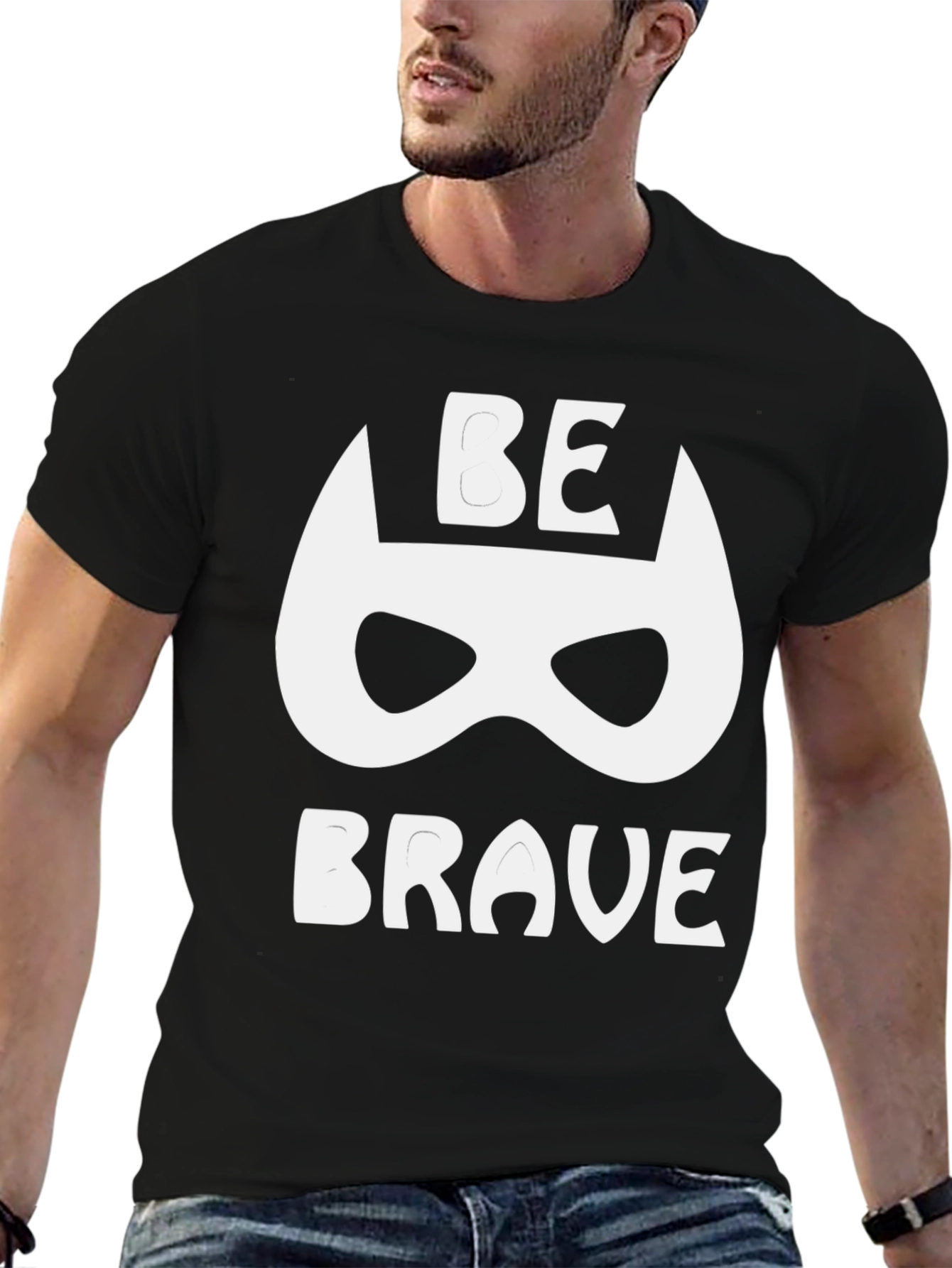 Be Brave Graphic Tee - Superhero Mask Black T-Shirt