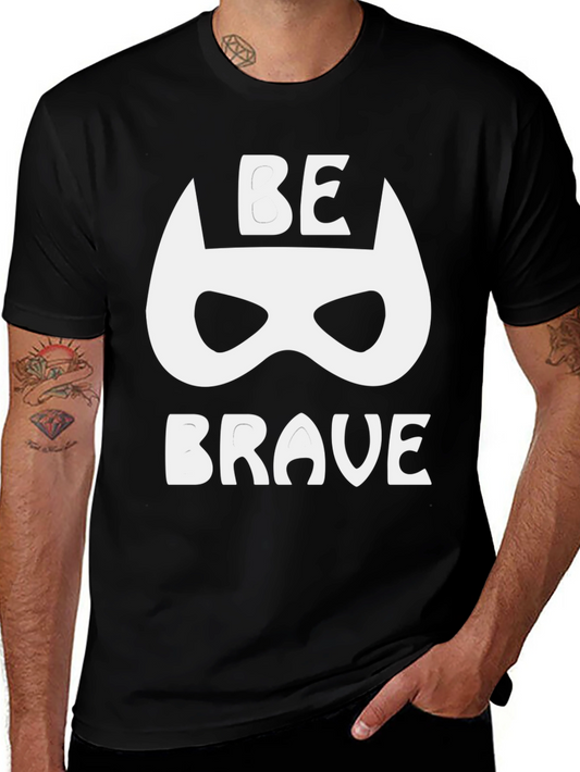 Be Brave Graphic Tee - Superhero Mask Black T-Shirt
