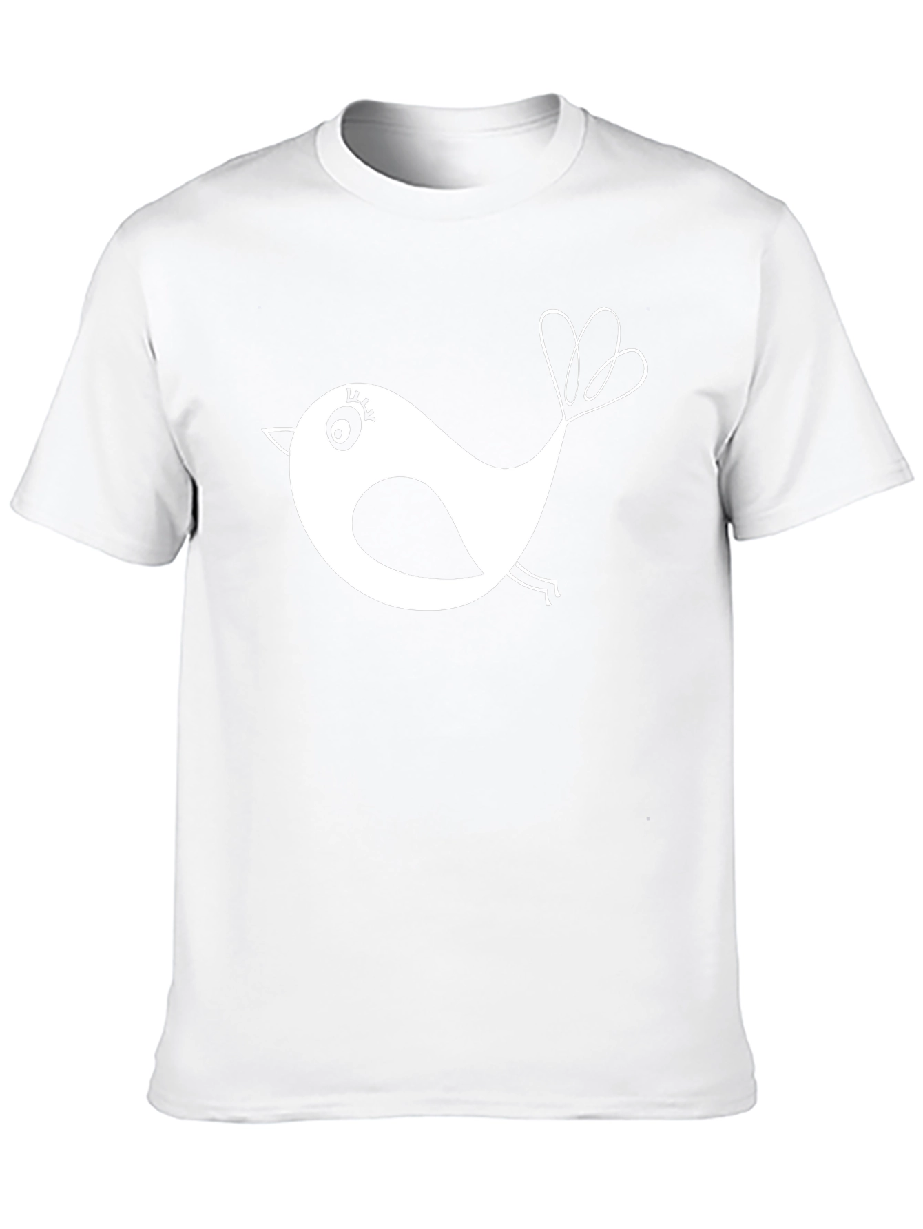 Black T-Shirt with Whimsical Bird Design