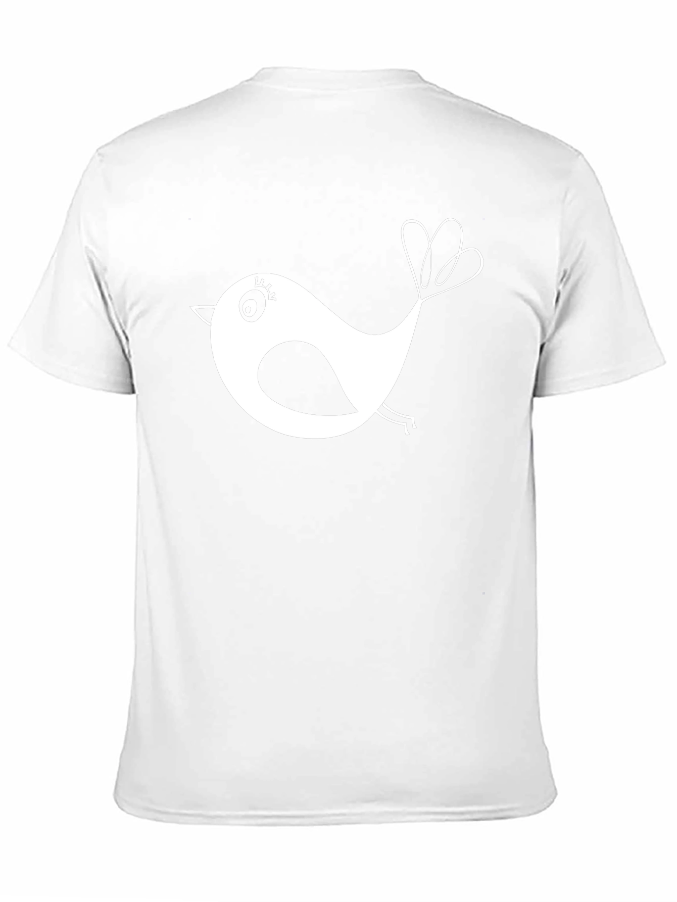 Black T-Shirt with Whimsical Bird Design