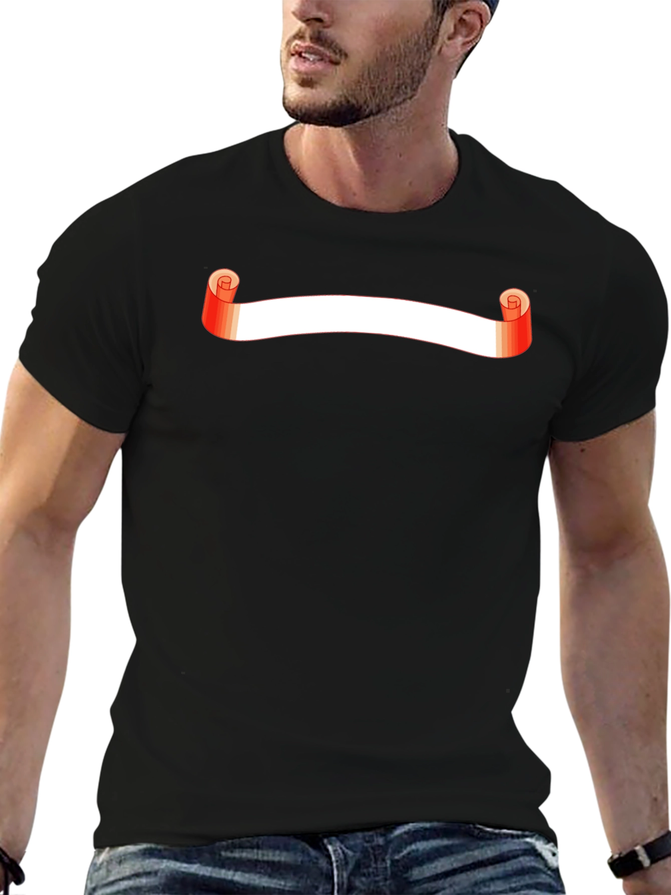Stylish Black T-Shirt with Scroll Graphic