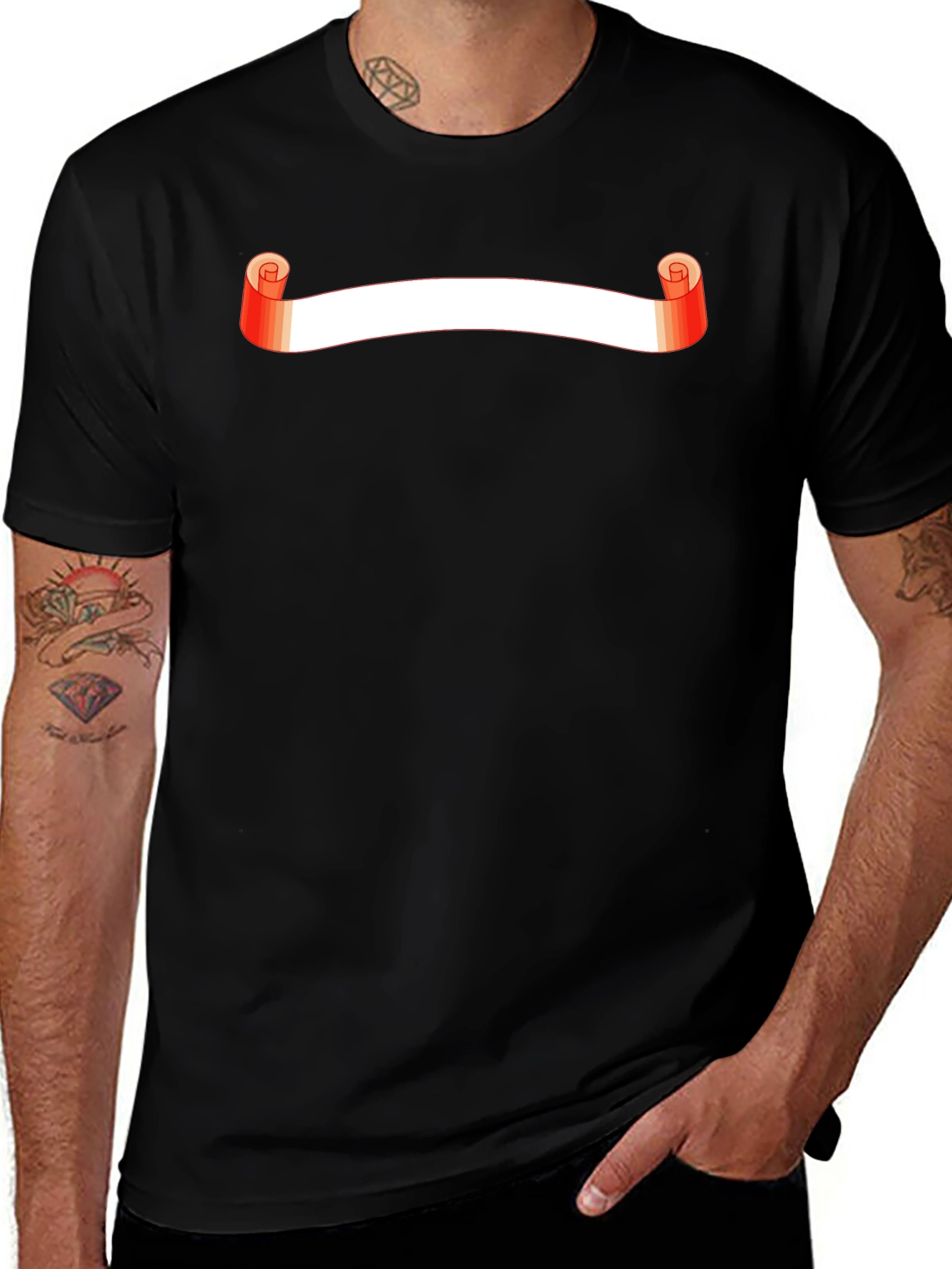 Stylish Black T-Shirt with Scroll Graphic