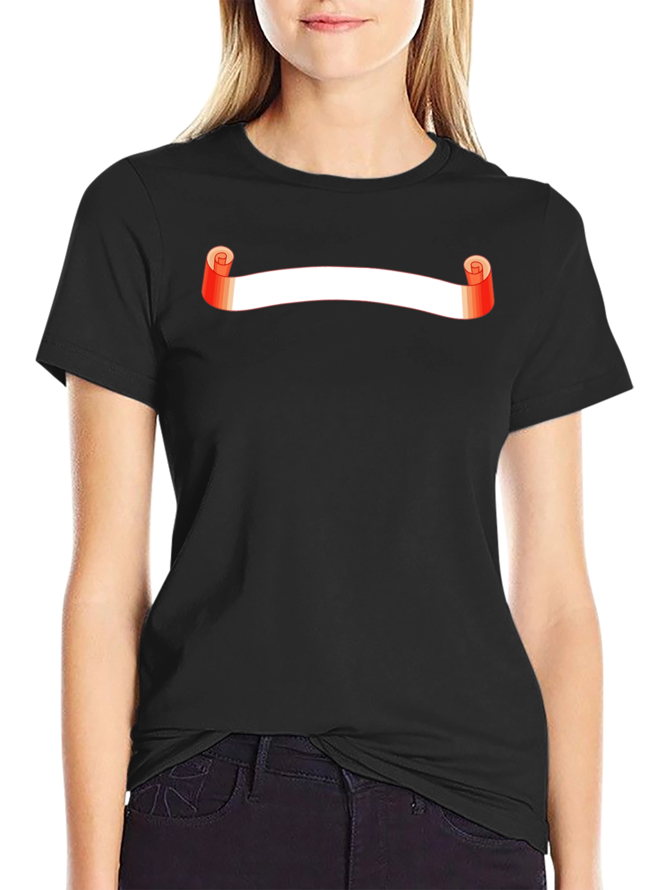 Stylish Black T-Shirt with Scroll Graphic