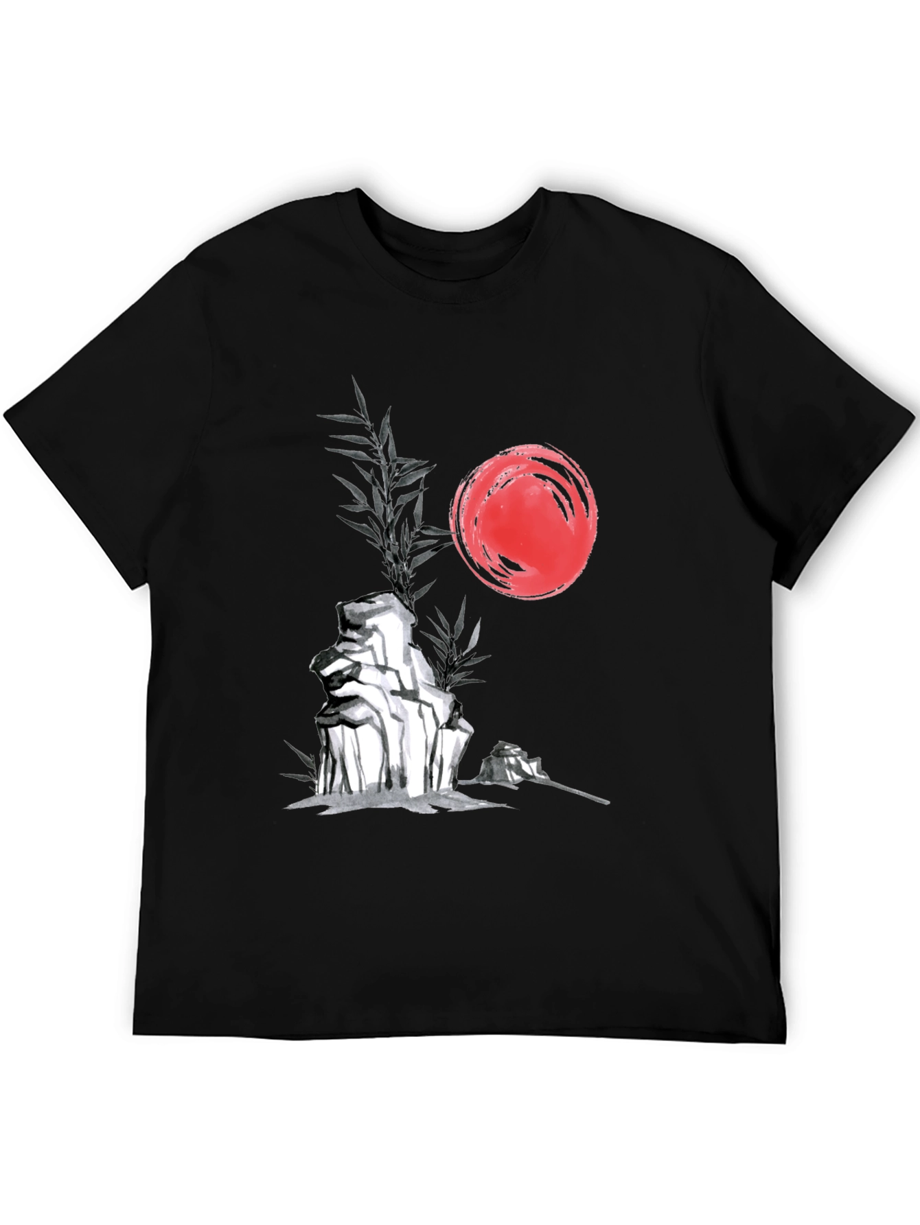Zen Garden T-Shirt: Red Sun Rocks Bamboo