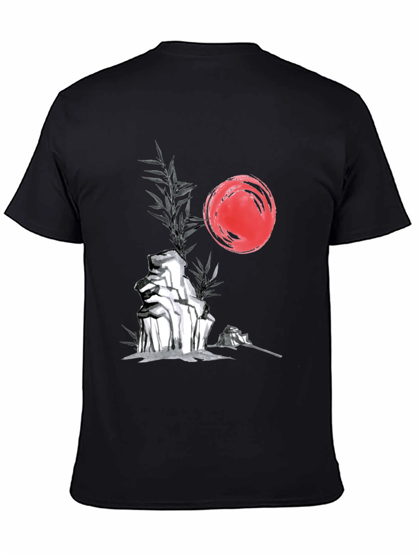Zen Garden T-Shirt: Red Sun Rocks Bamboo
