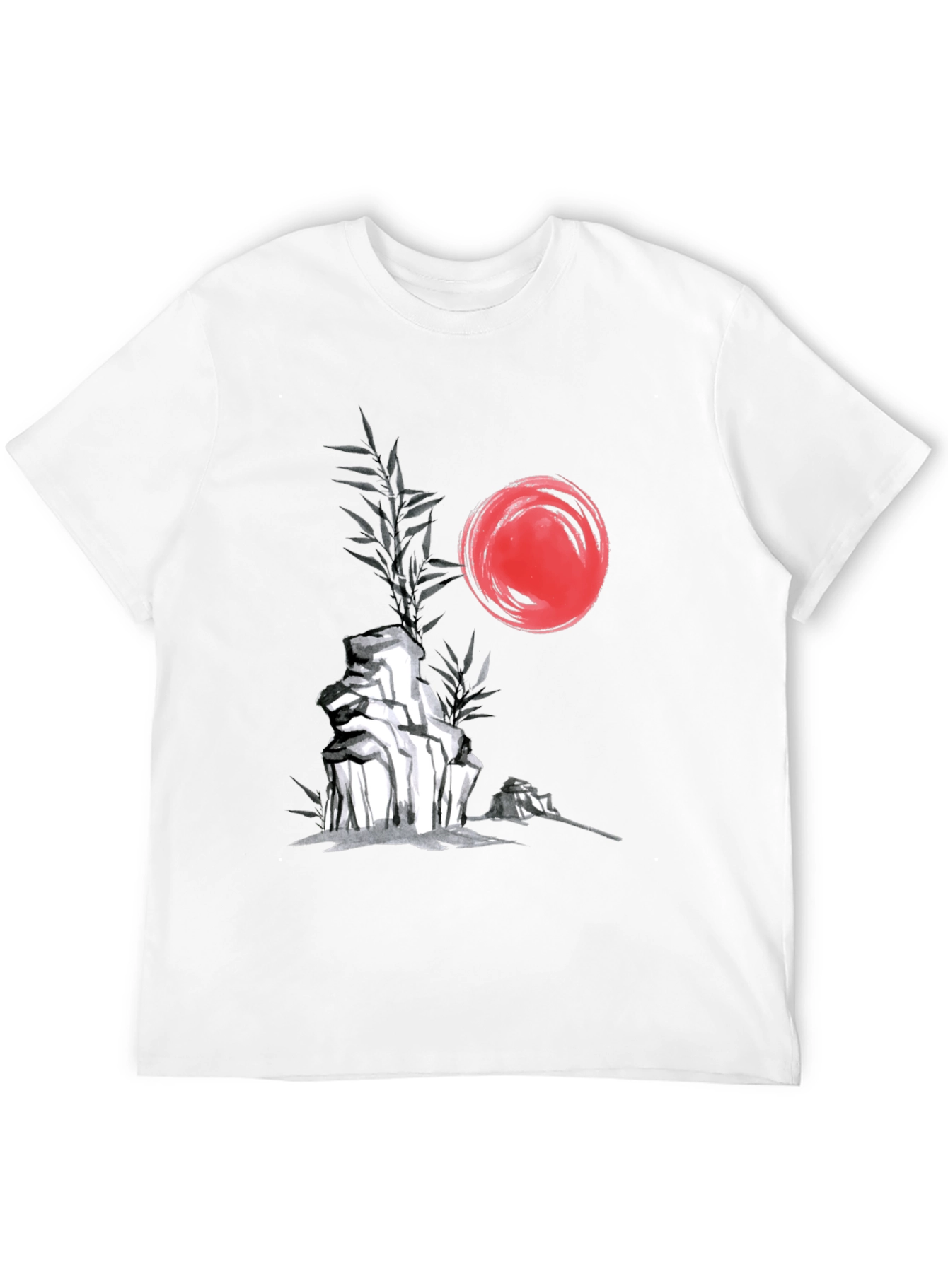 Zen Garden T-Shirt: Red Sun Rocks Bamboo