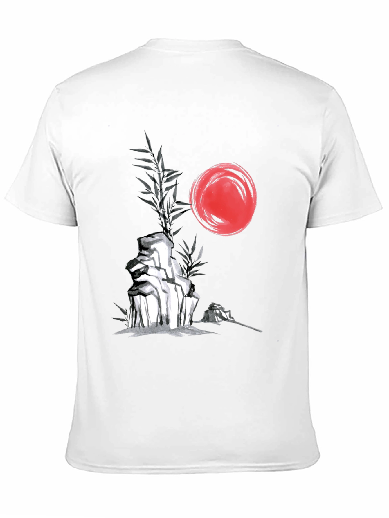 Zen Garden T-Shirt: Red Sun Rocks Bamboo