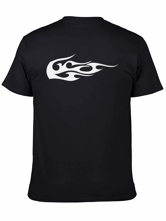 Black T-Shirt with Flame Graphic