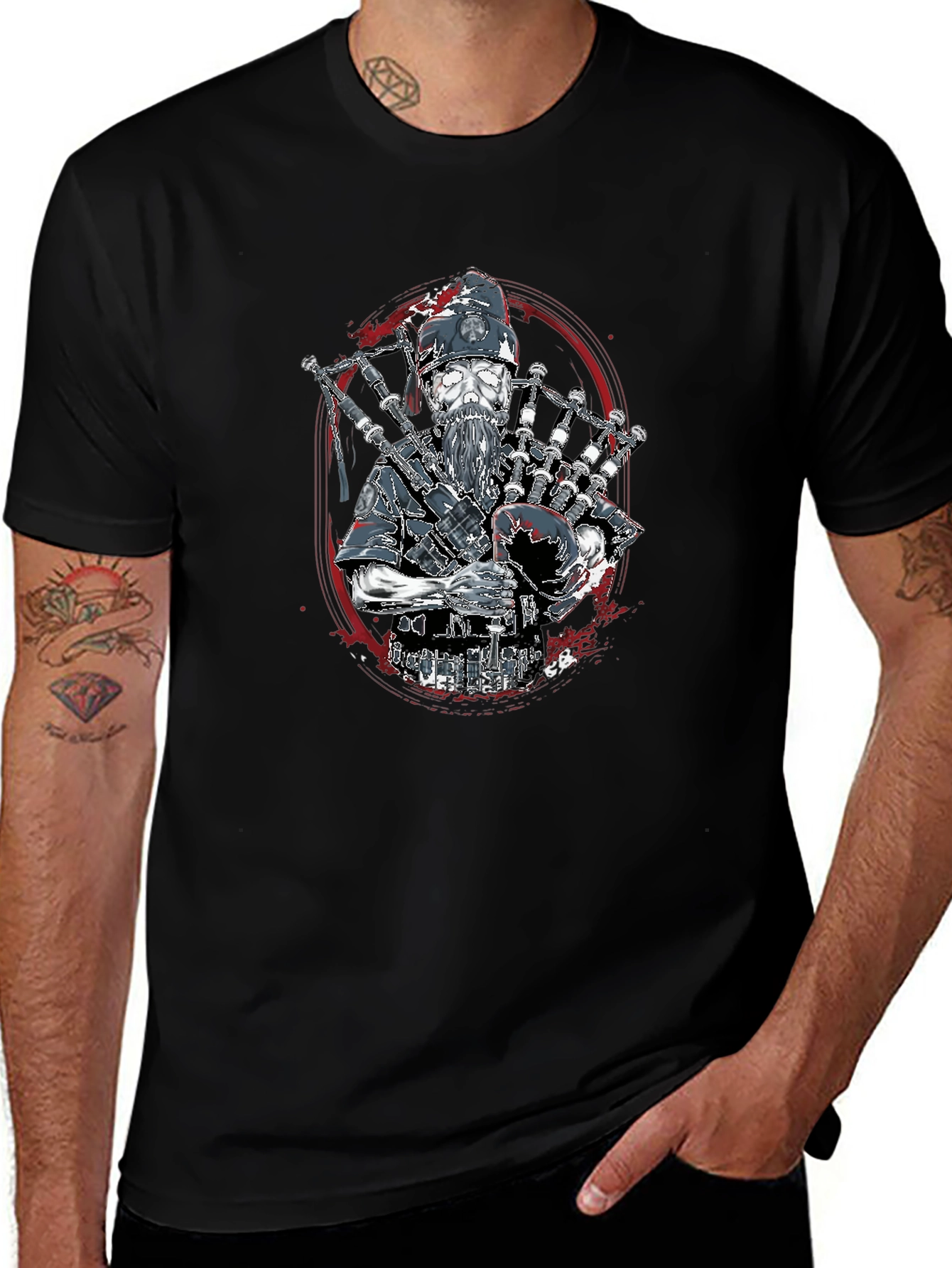 Bagpiper Skeleton T-Shirt - Black