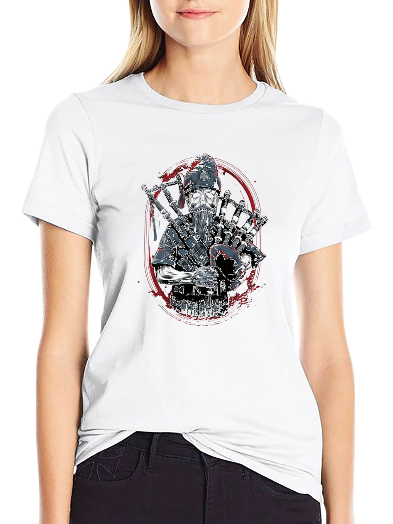 Bagpiper Skeleton T-Shirt - Black