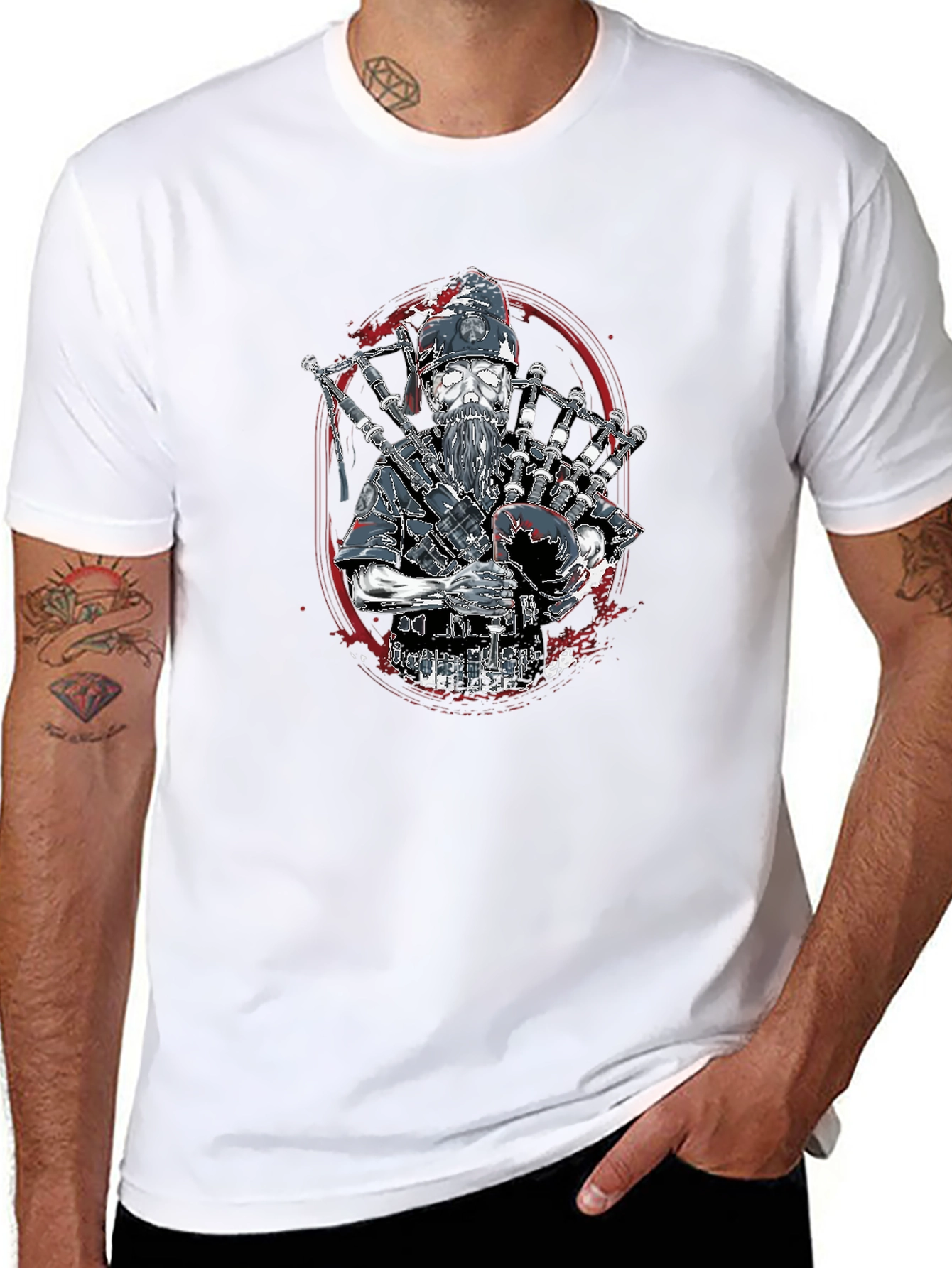 Bagpiper Skeleton T-Shirt - Black