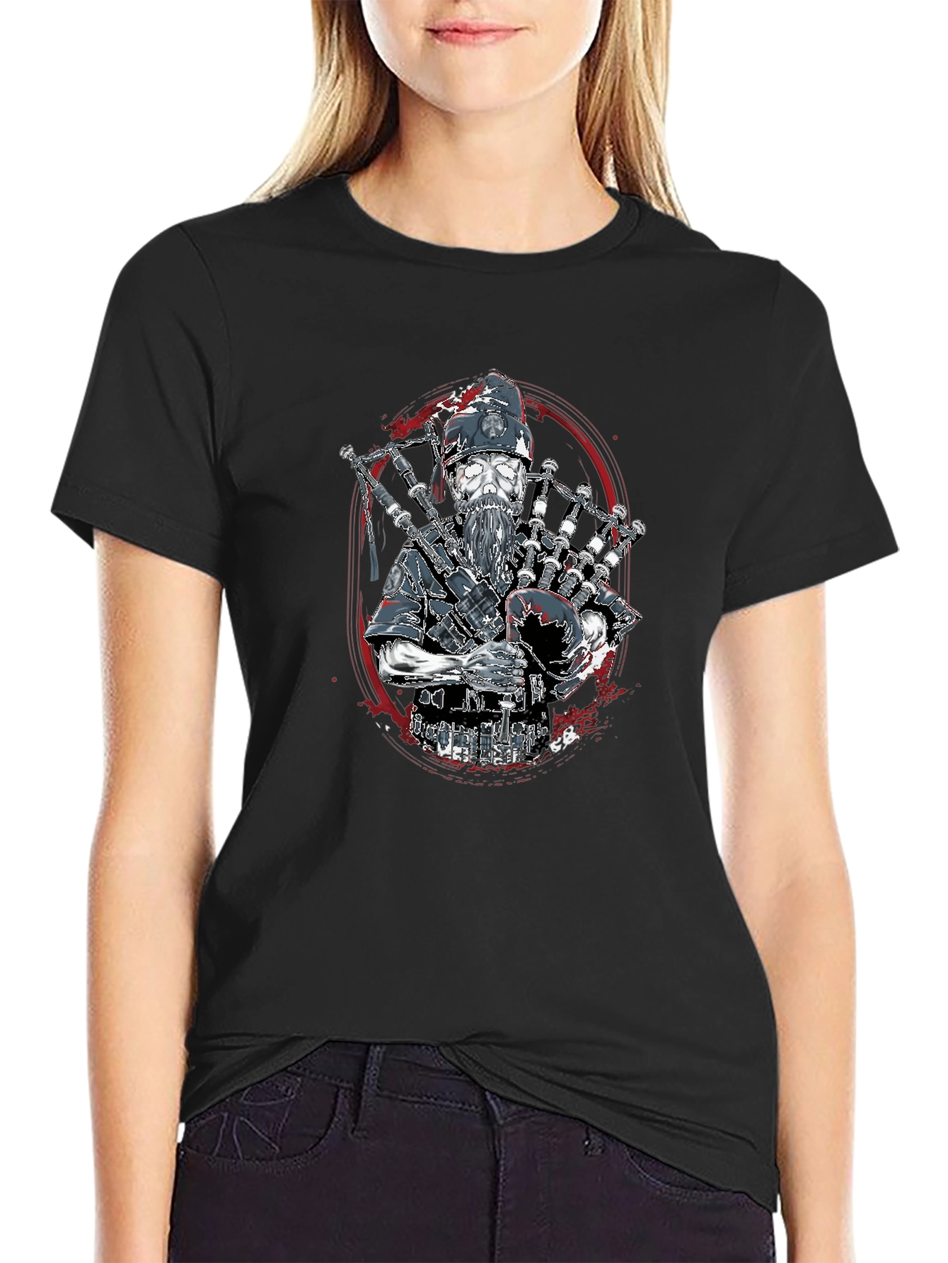Bagpiper Skeleton T-Shirt - Black