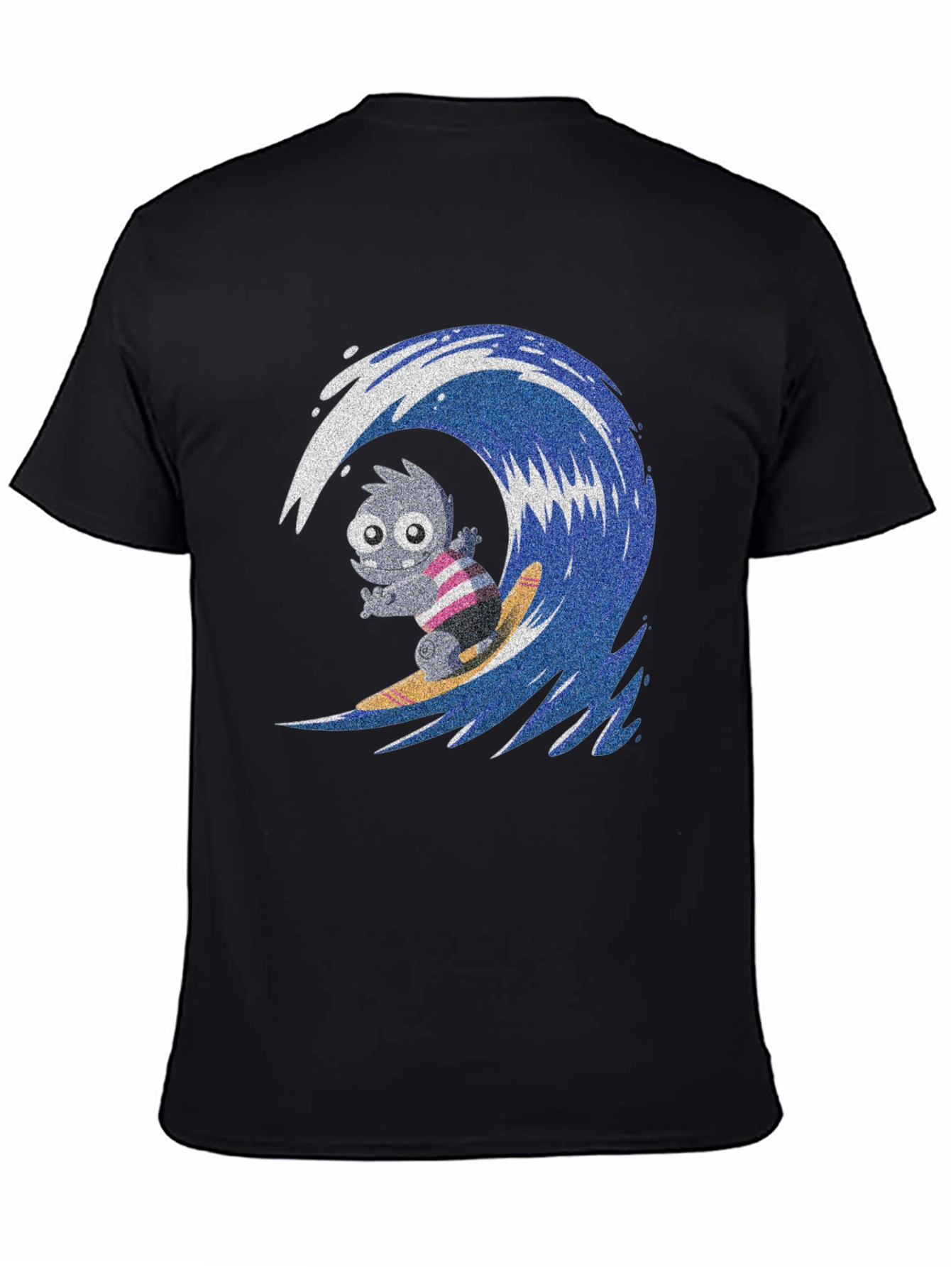 Surfing Monster Graphic Tee - Cool Black T-Shirt