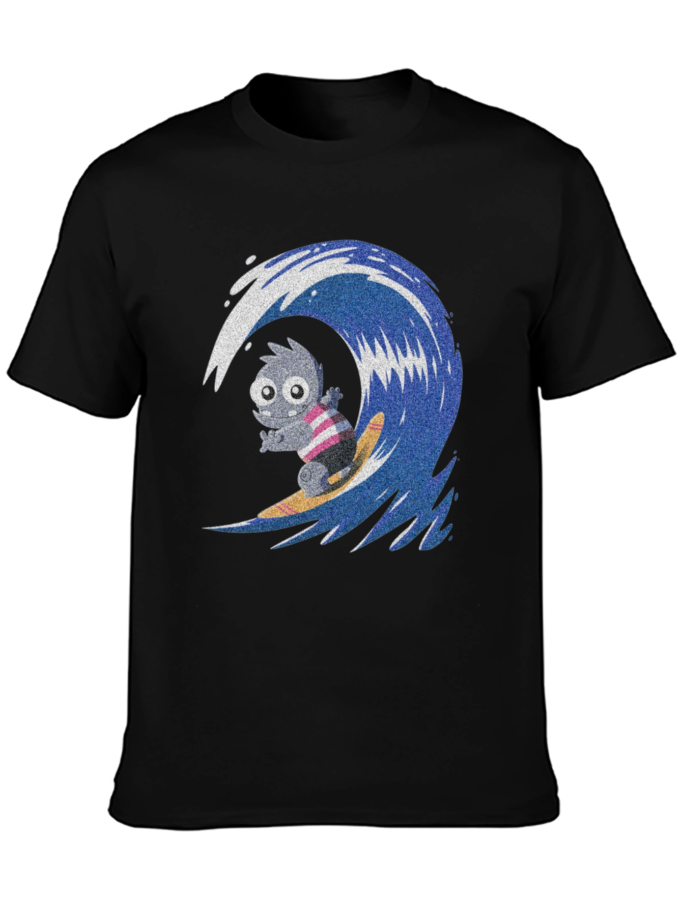 Surfing Monster Graphic Tee - Cool Black T-Shirt