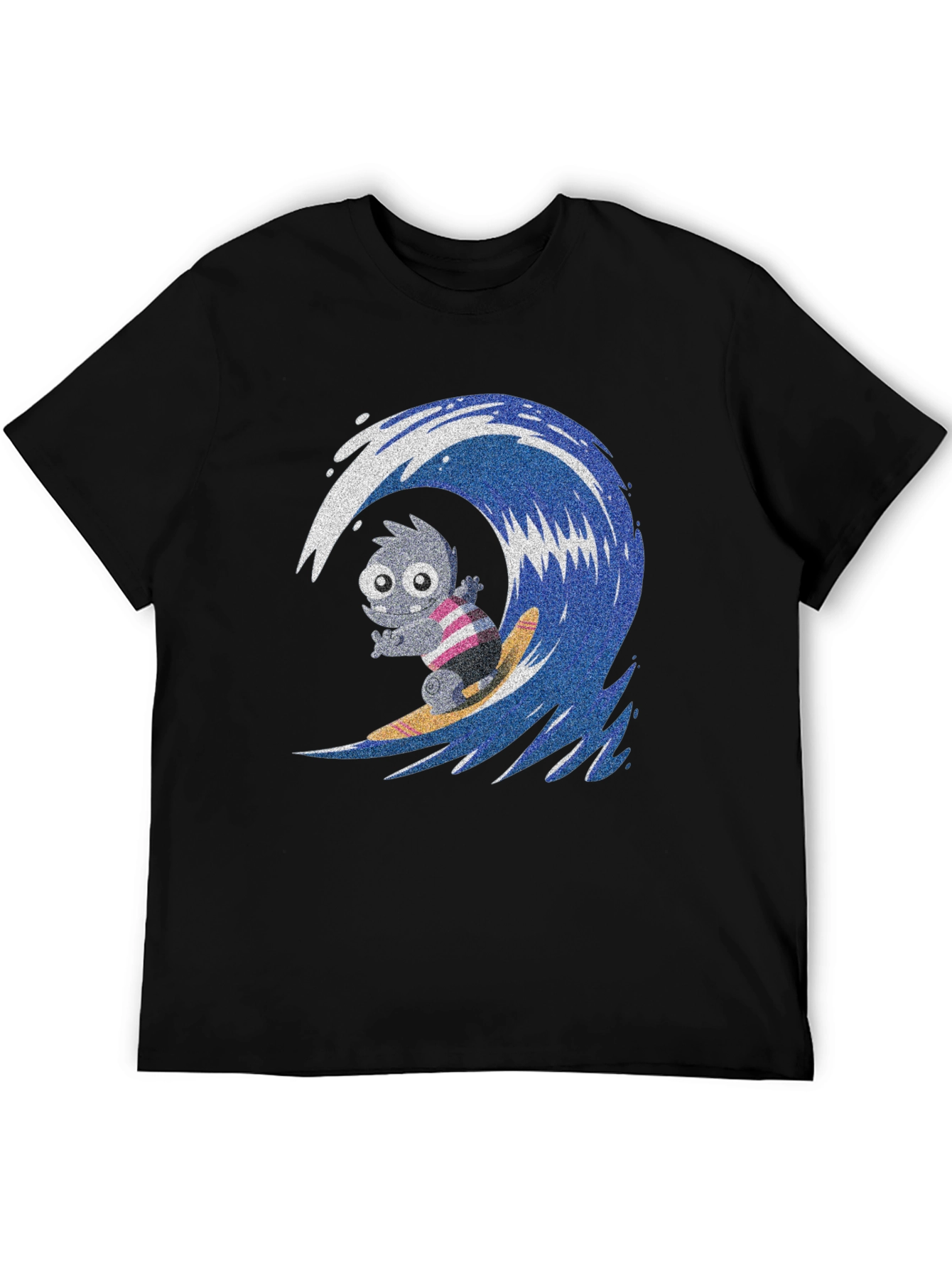 Surfing Monster Graphic Tee - Cool Black T-Shirt