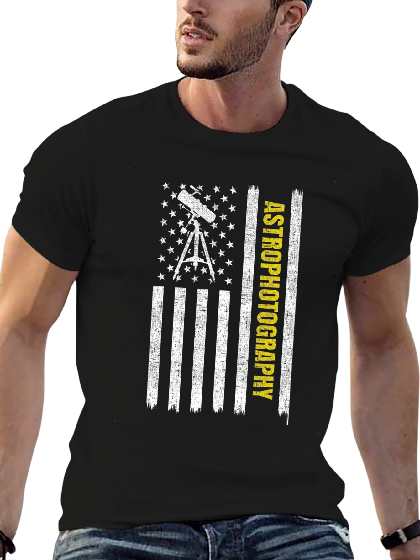 Astrophotography American Flag Graphic Tee