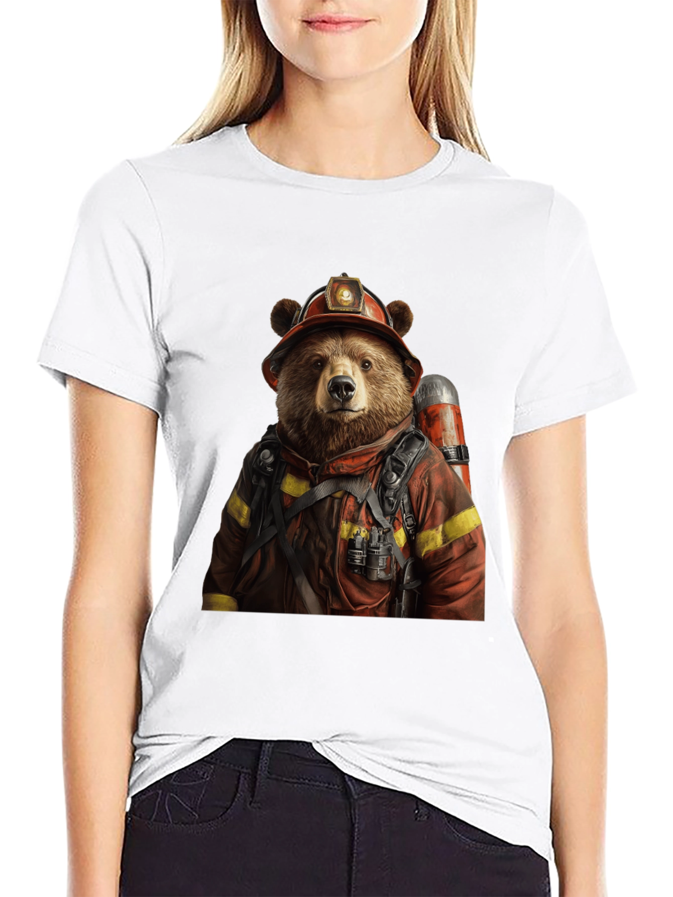 Bear Firefighter Graphic T-Shirt