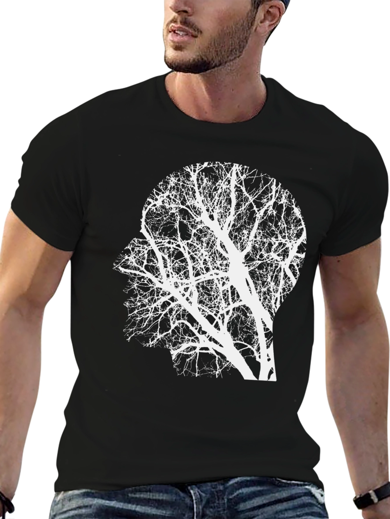 Tree Mind Graphic Tee - Unique Silhouette T-Shirt