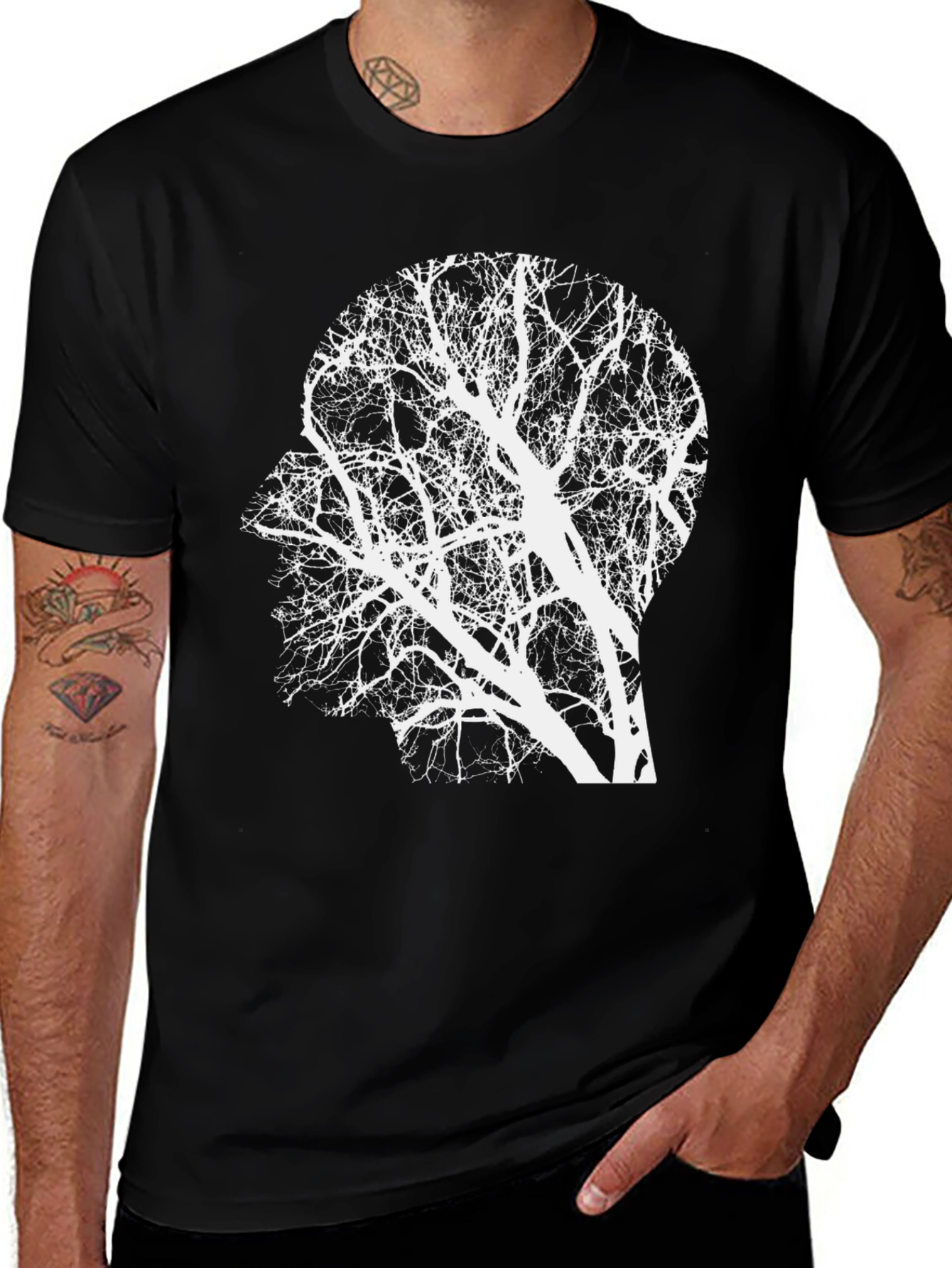 Tree Mind Graphic Tee - Unique Silhouette T-Shirt