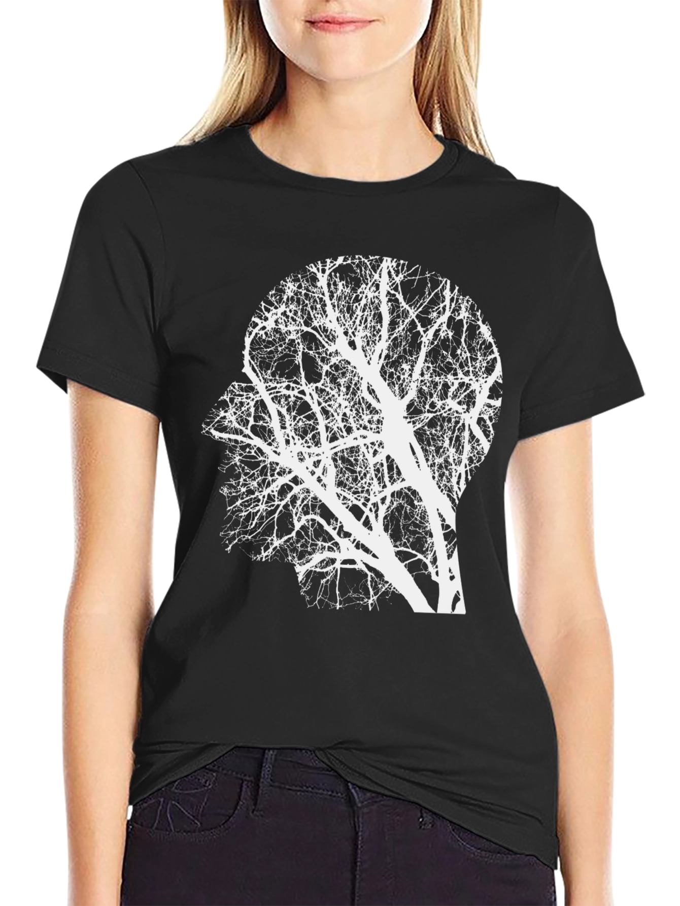 Tree Mind Graphic Tee - Unique Silhouette T-Shirt